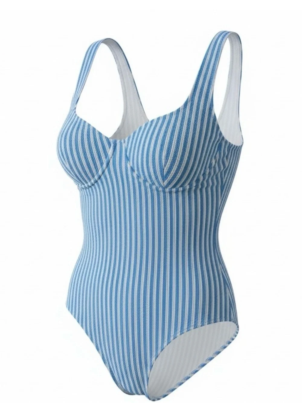 Rhythm. Palm Spring One Piece in blue and white stripes NWT